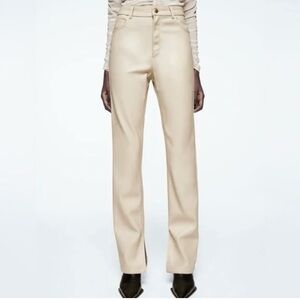 Zara vegan Leather cream pants ankle size 4